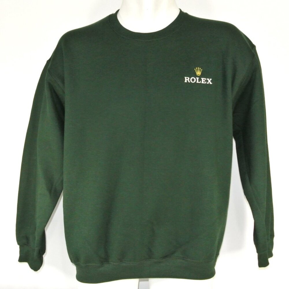 ROLEX Jewelry Store Employee Uniform Green Sweatshirt Gold Crown NEW Size Large